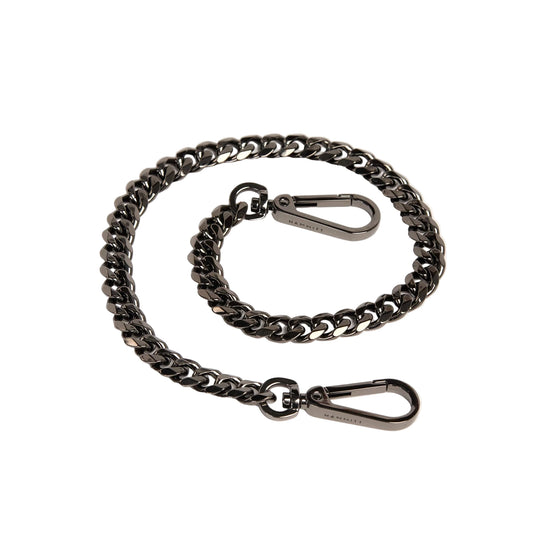Metal chain leash with clasp on a white background