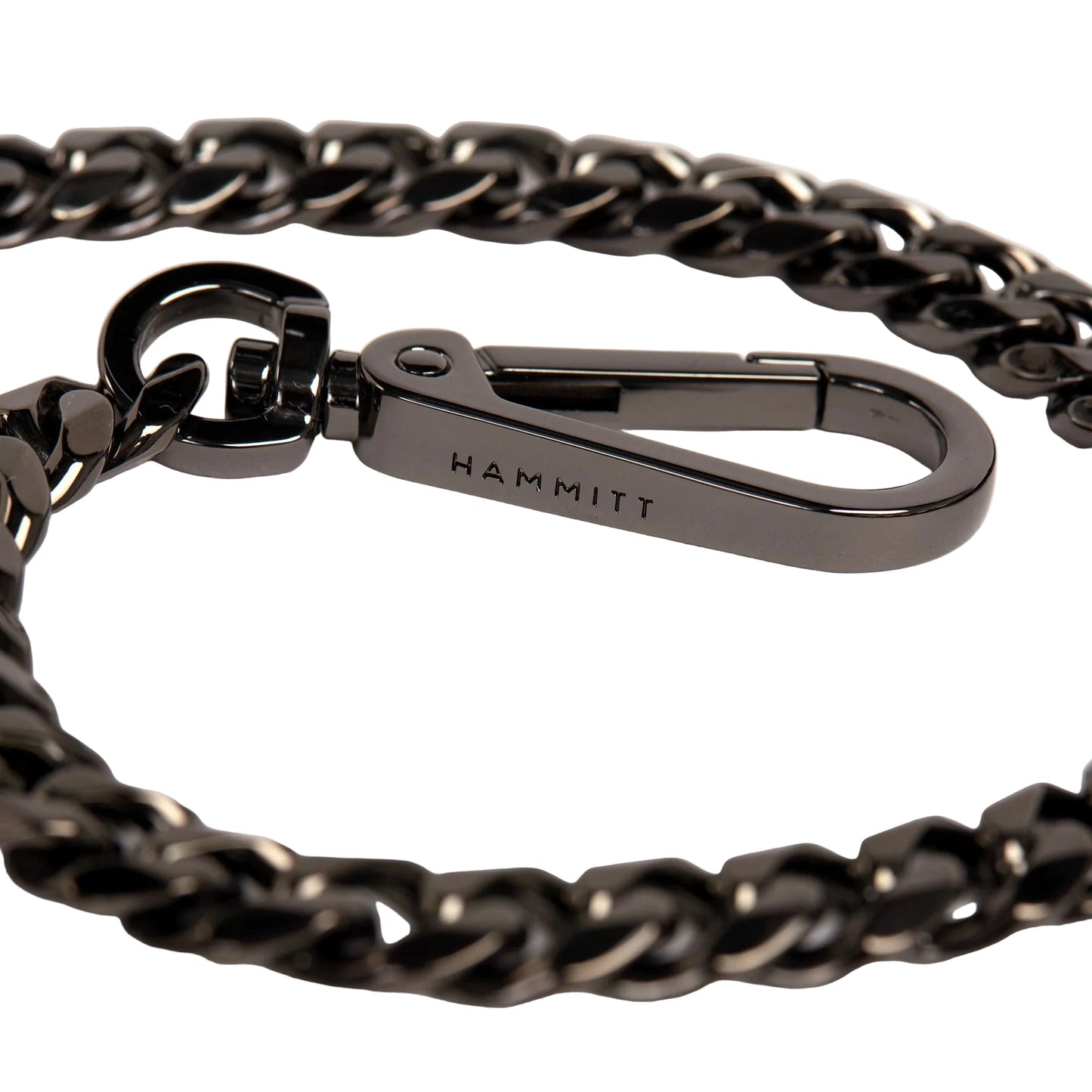 Black chain with a carabiner on a white background, featuring the brand 'HAMMITT'.
