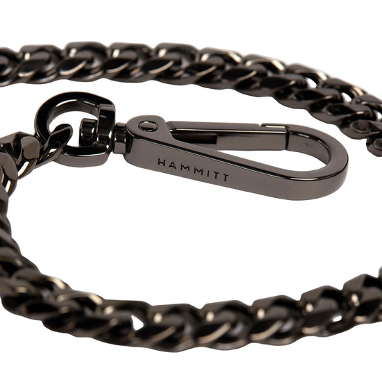 Black chain with a carabiner on a white background, featuring the brand 'HAMMITT'.