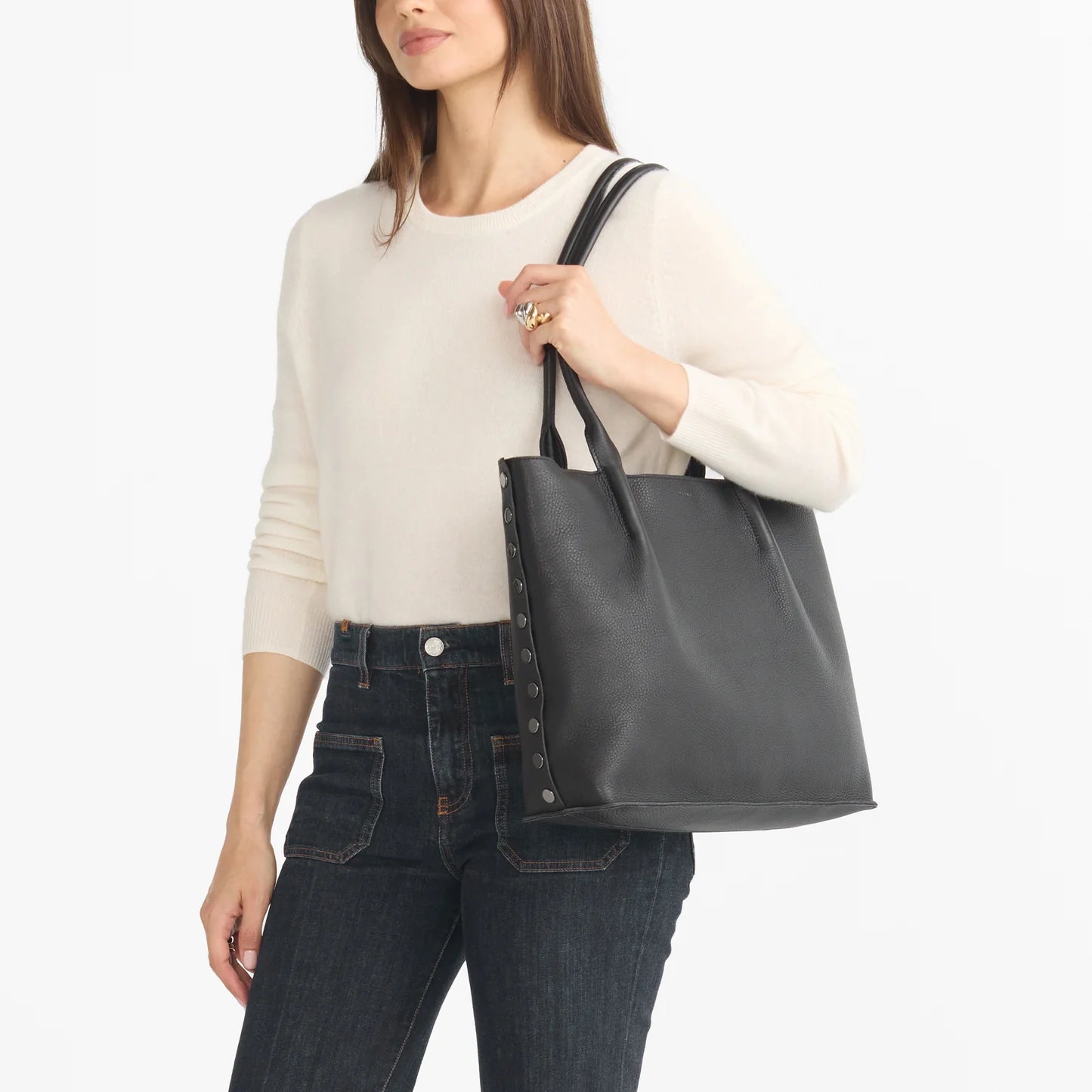 Oliver Zip Tote Bag in Black/GM