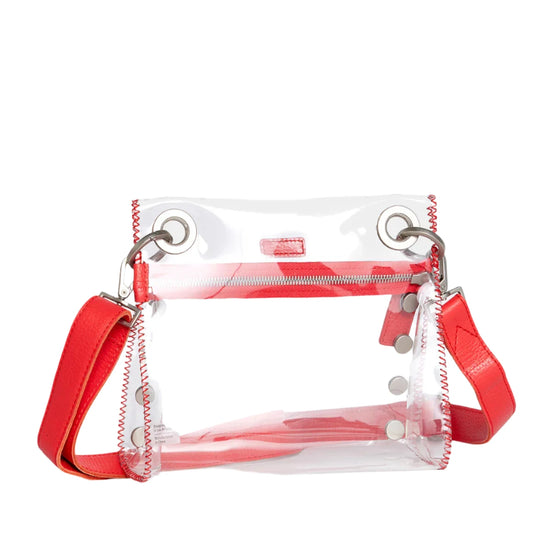 TONY SML CLEAR Handbag in Lighthouse Red/Silver