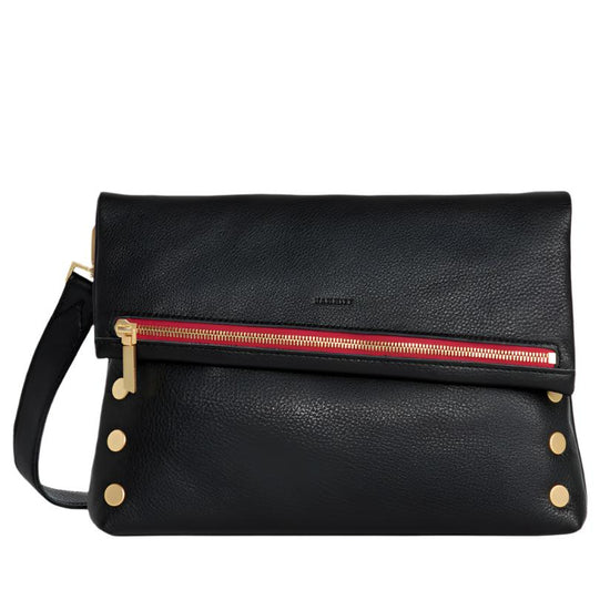 VIP LRG Handbag in Black/Gold with Red Zip