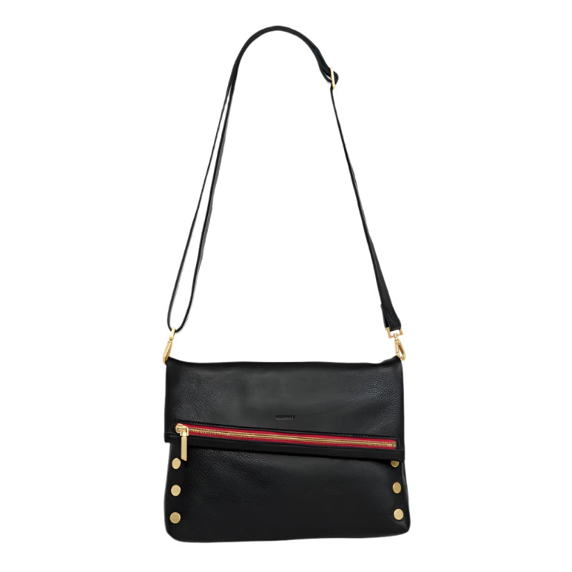 VIP LRG Handbag in Black/Gold with Red Zip