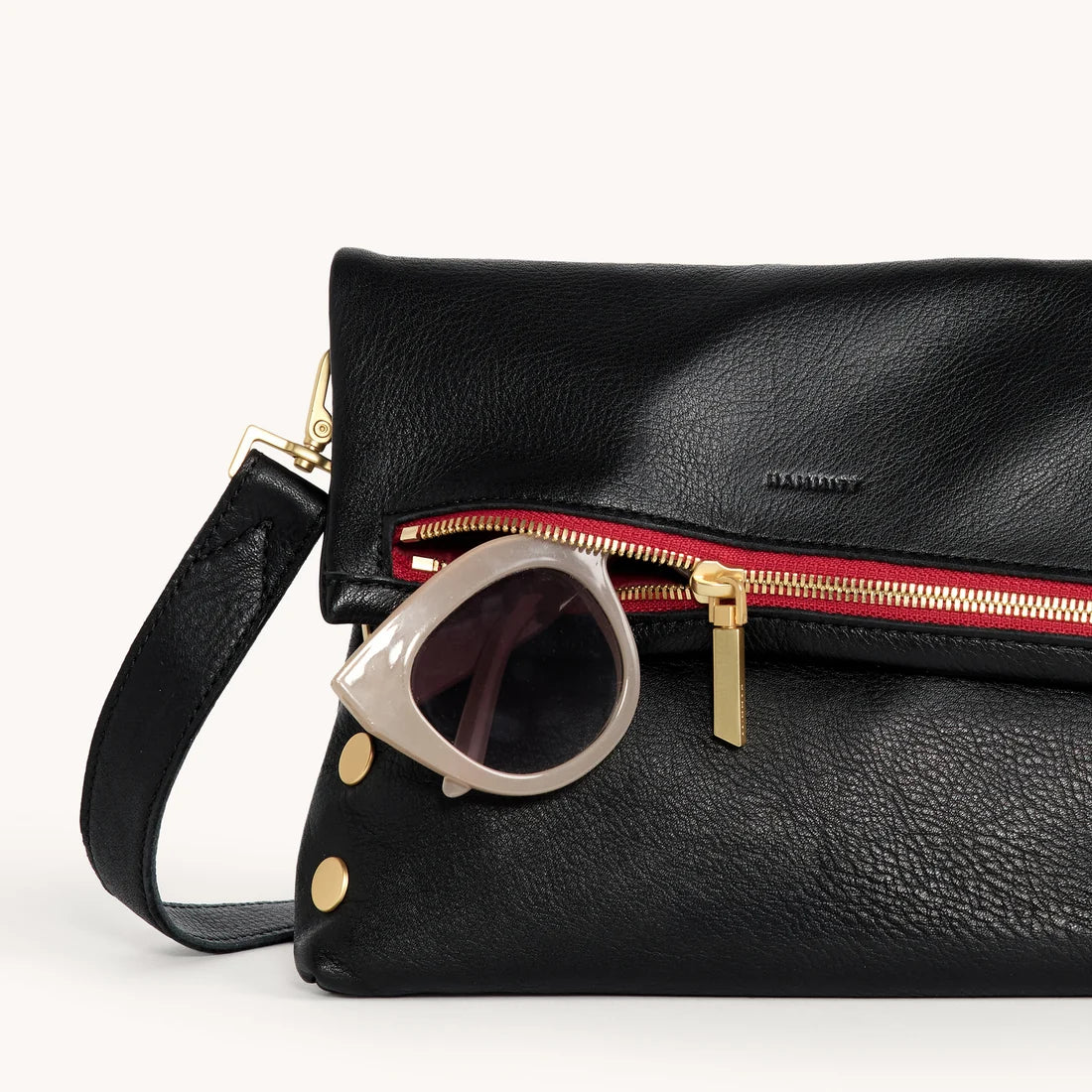VIP Med Handbag in Black/Gold with Red Zip