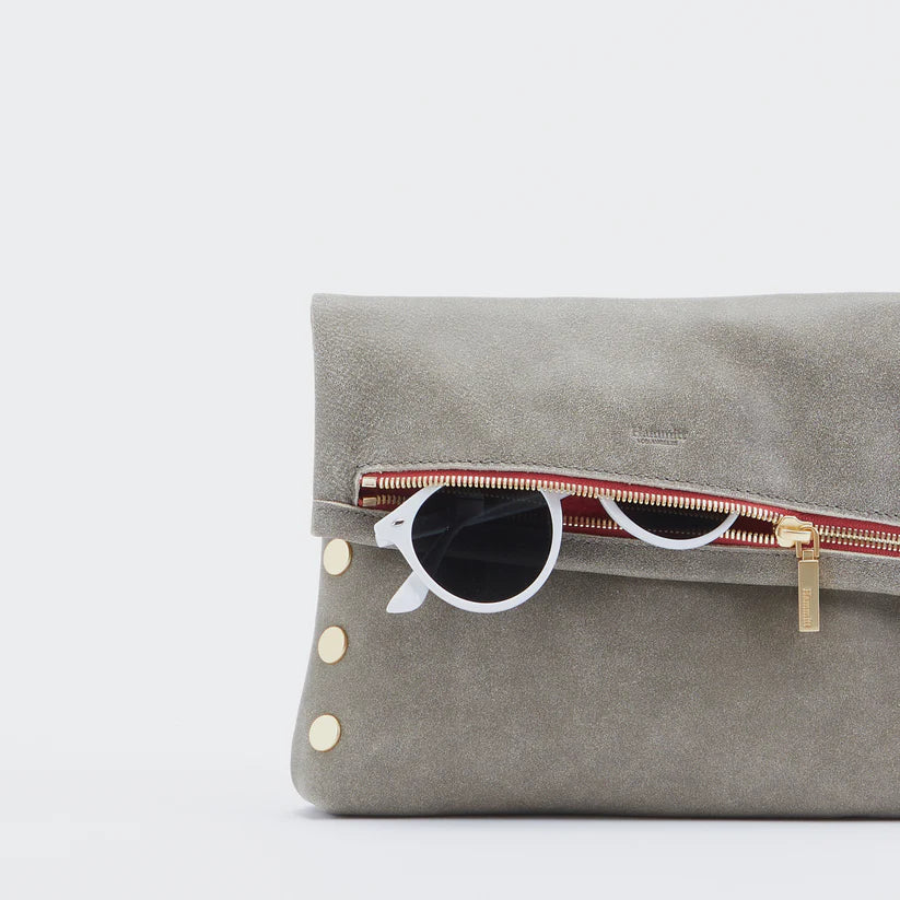 VIP MED Handbag in Pewter/Gold with Red Zip