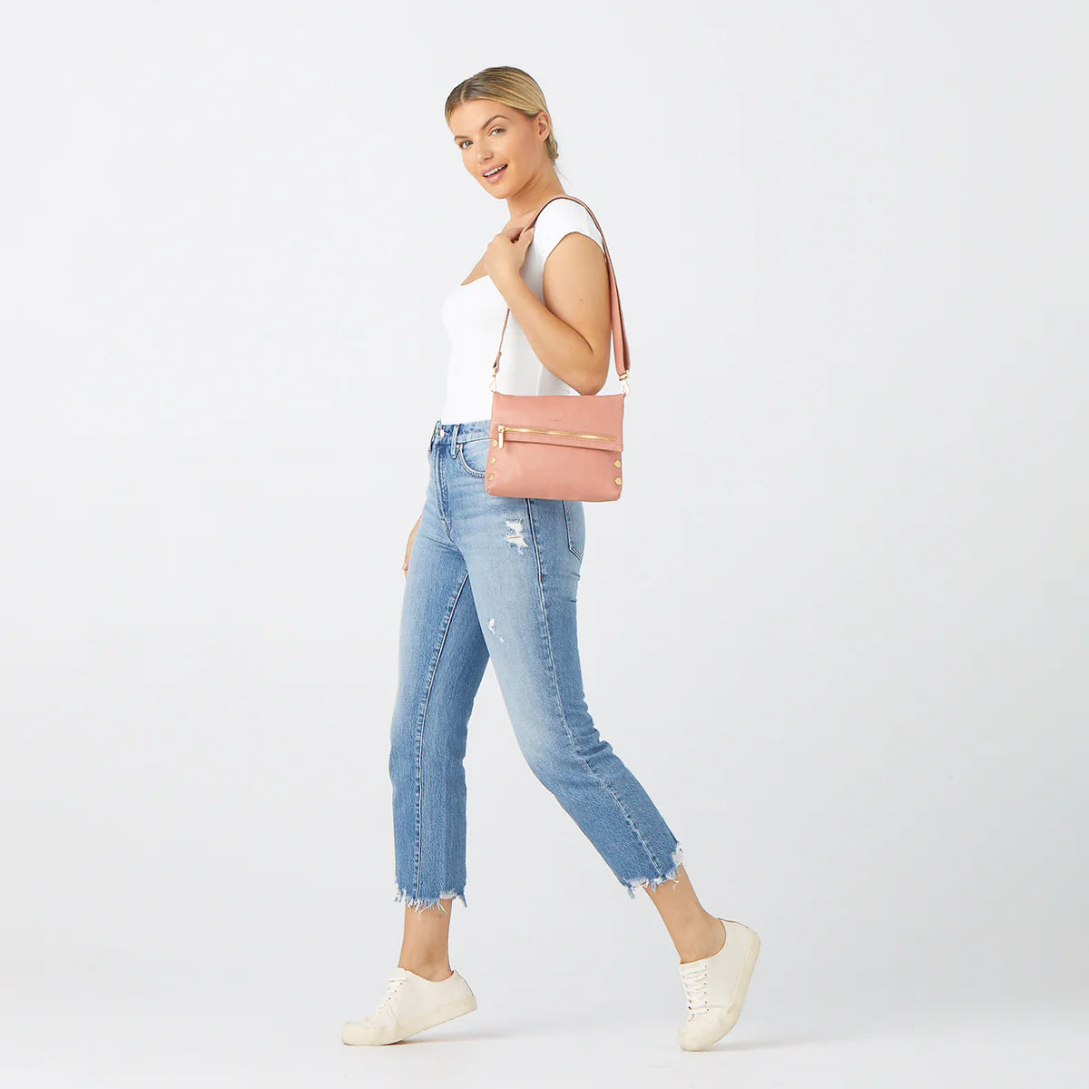 VIP MED Crossbody Clutch in Pink Sands/ Gold