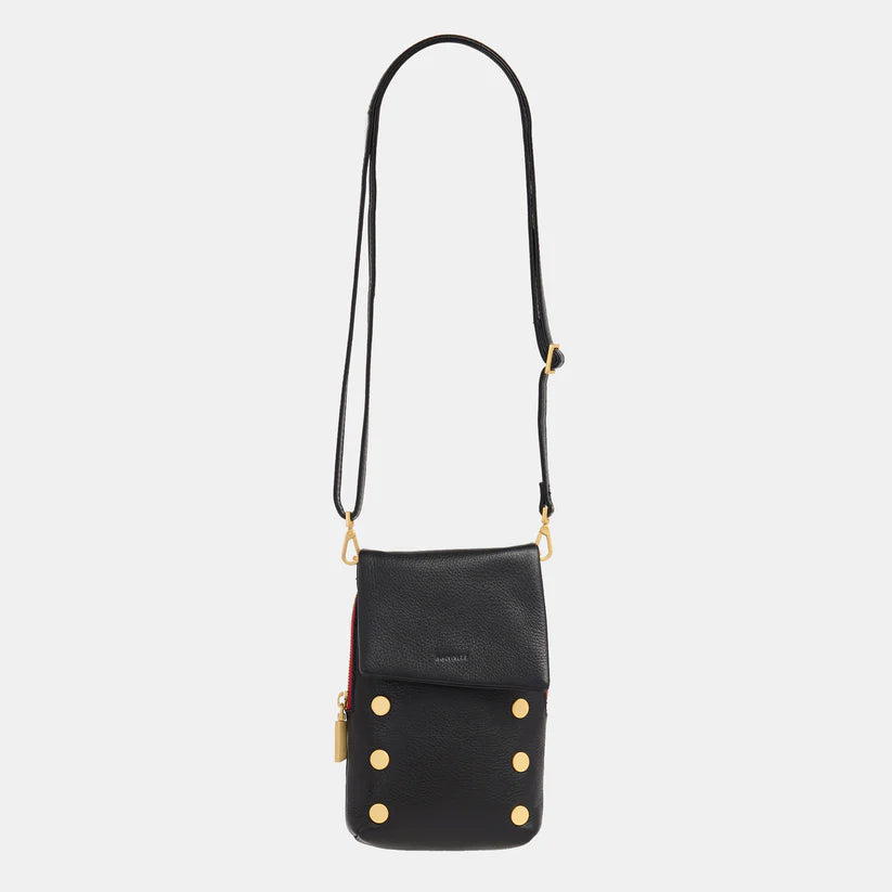 VIP Mobile Crossbody in Black/Gold with Red Zip