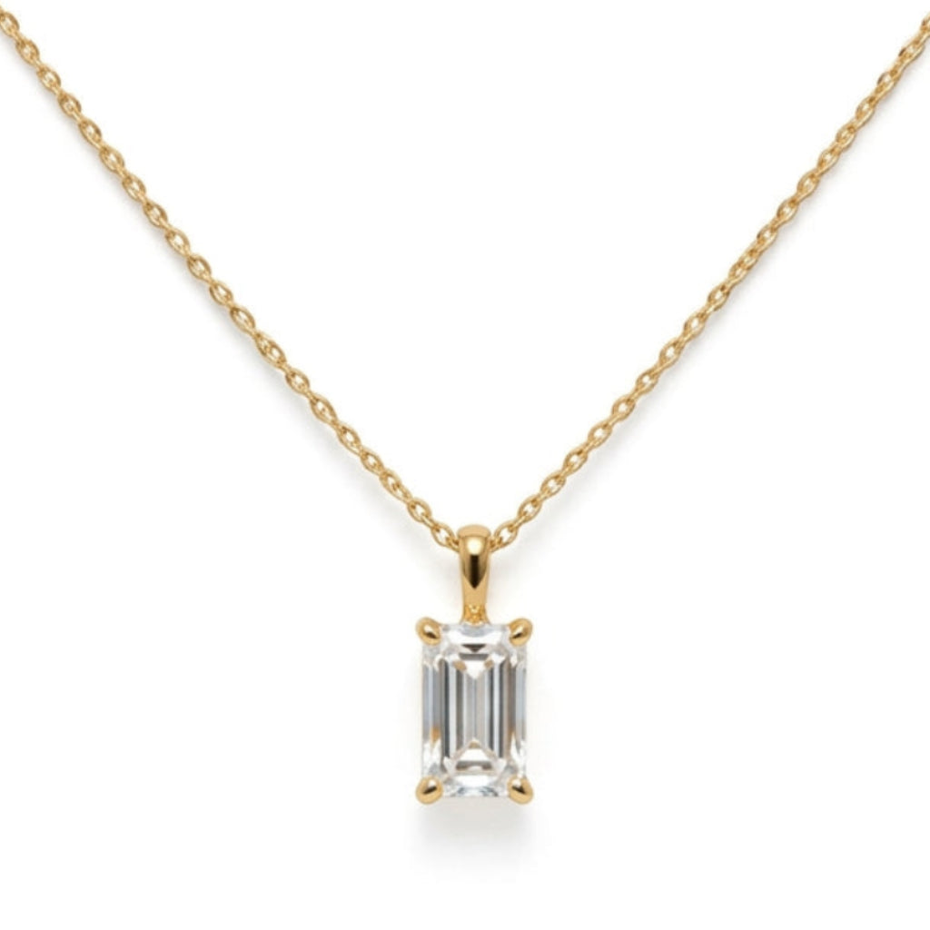 1.00ct Emerald Cut Lab-Grown Diamond Necklace in 14K Yellow Gold