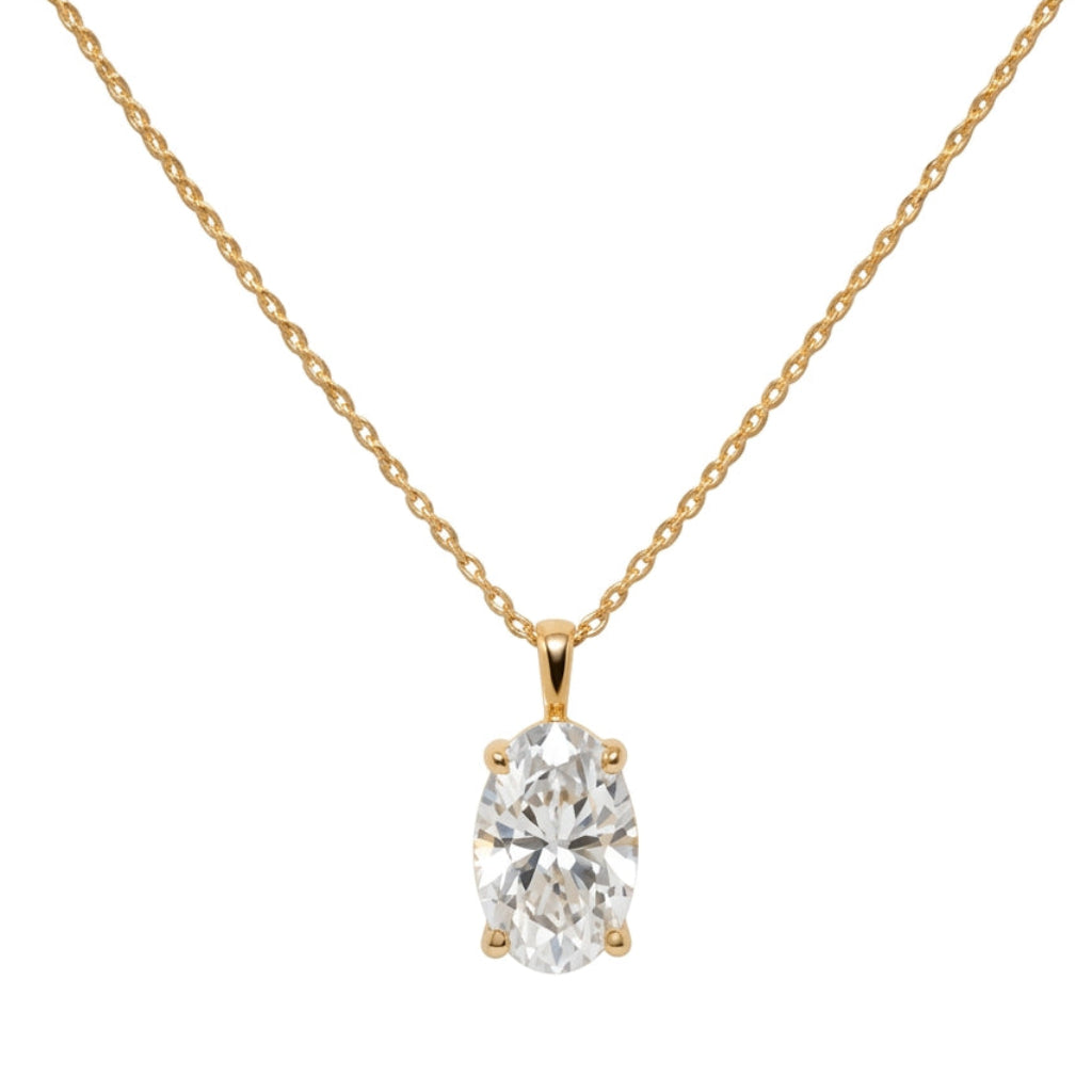 1.00ct Oval Lab-Grown Diamond Necklace in 14K Yellow Gold