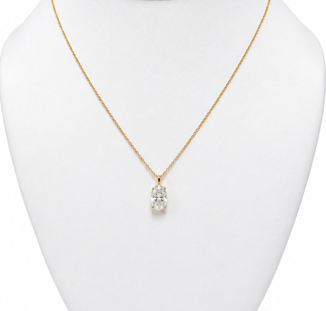 1.00ct Oval Lab-Grown Diamond Necklace in 14K Yellow Gold