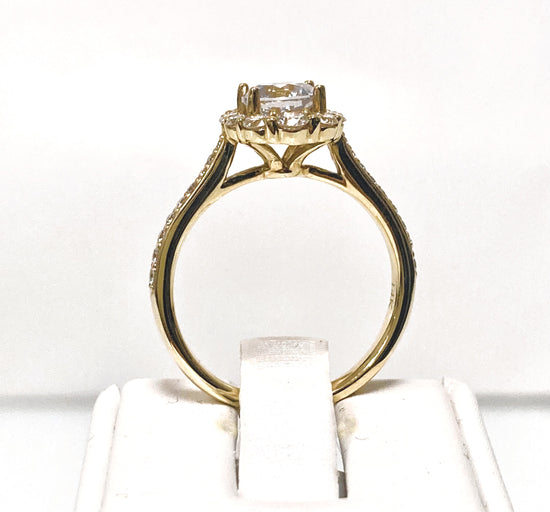 14KY Semi-Mount Solitaire Engagement Ring with Elongated Halo