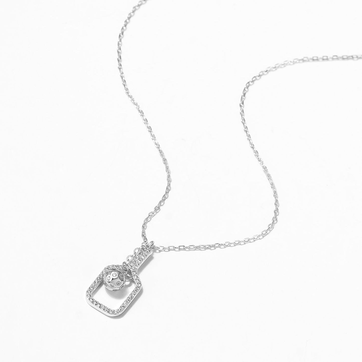 Pickleball The Mini Volley Bling Silver Necklace