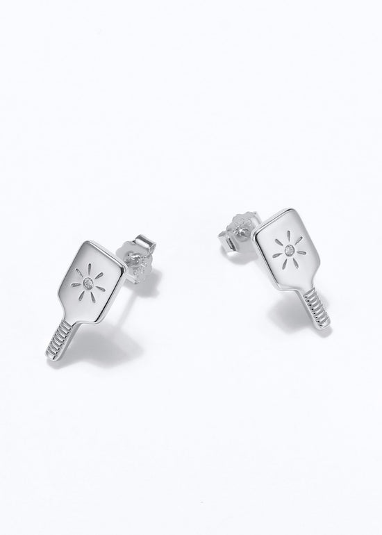 Pickleball Paddle Stud Earrings Silver