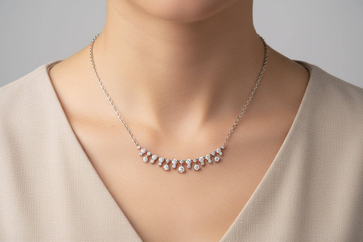 Diamond Scatter Necklace in 14KW