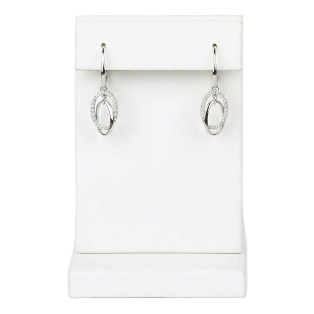 Diamond Loop Dangle Earrings in 14KW