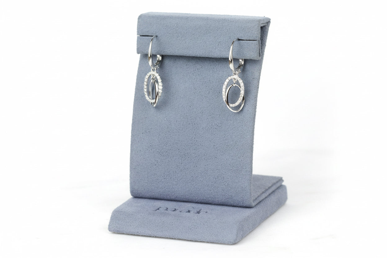 Diamond Loop Dangle Earrings in 14KW