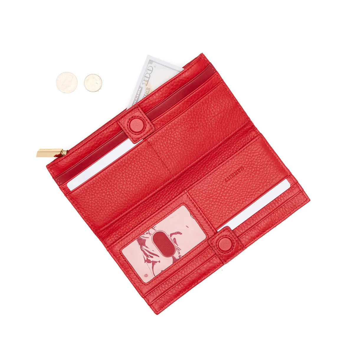 110 NORTH Wallet in Chili Red/ Gold