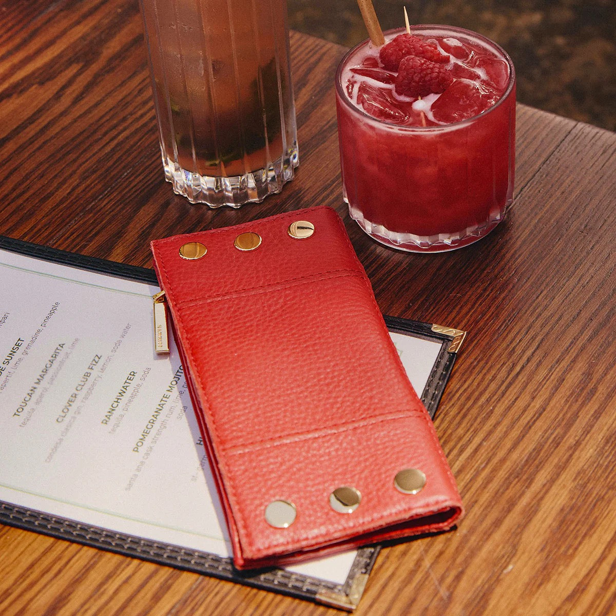 110 NORTH Wallet in Chili Red/ Gold