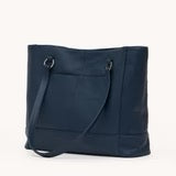 Navy blue tote bag on a white background
