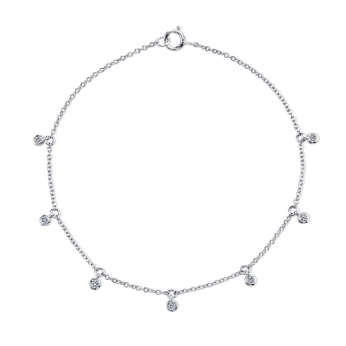 Bracelet with Bezel Set Diamond Dangles in 14KW
