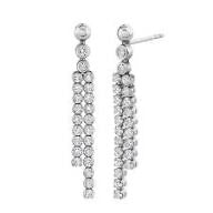 2 Line Diamond Dangle Earrings in 14KW