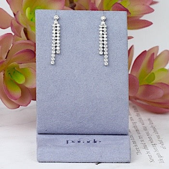 2 Line Diamond Dangle Earrings in 14KW