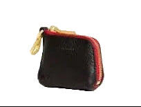 SYD POUCH in Black/Gold w/ Red Zipper
