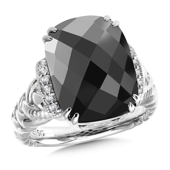 Onyx Checkerboard Ring in Sterling Silver
