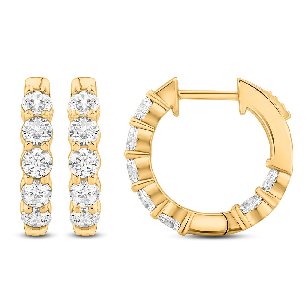 3.0 ct Lab-Grown Diamond Huggie Hoop Earrings in 14KY