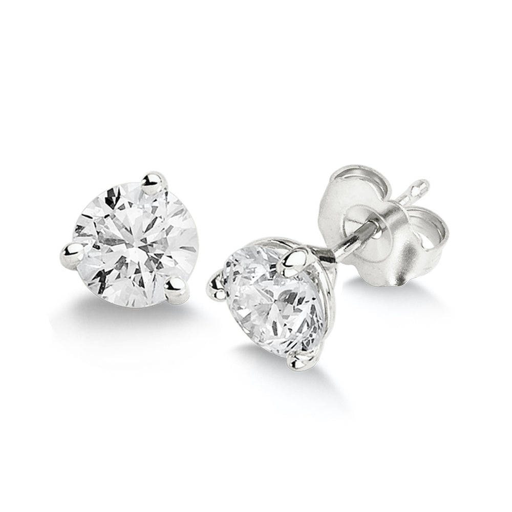 1.00ct Round Martini-Set Lab-Grown Diamond Stud Earrings in 14K White Gold