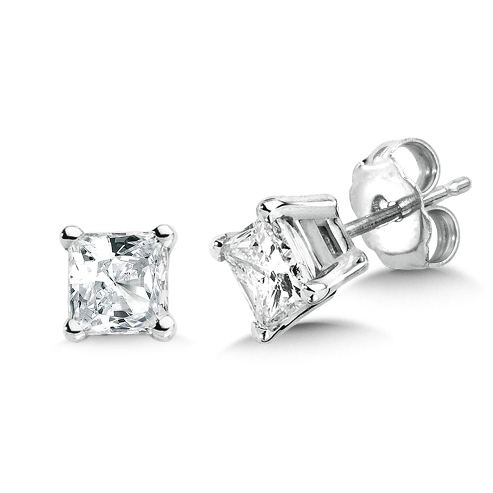 0.50ct Princess Cut Lab-Grown Diamond Stud Earrings in 14K White Gold