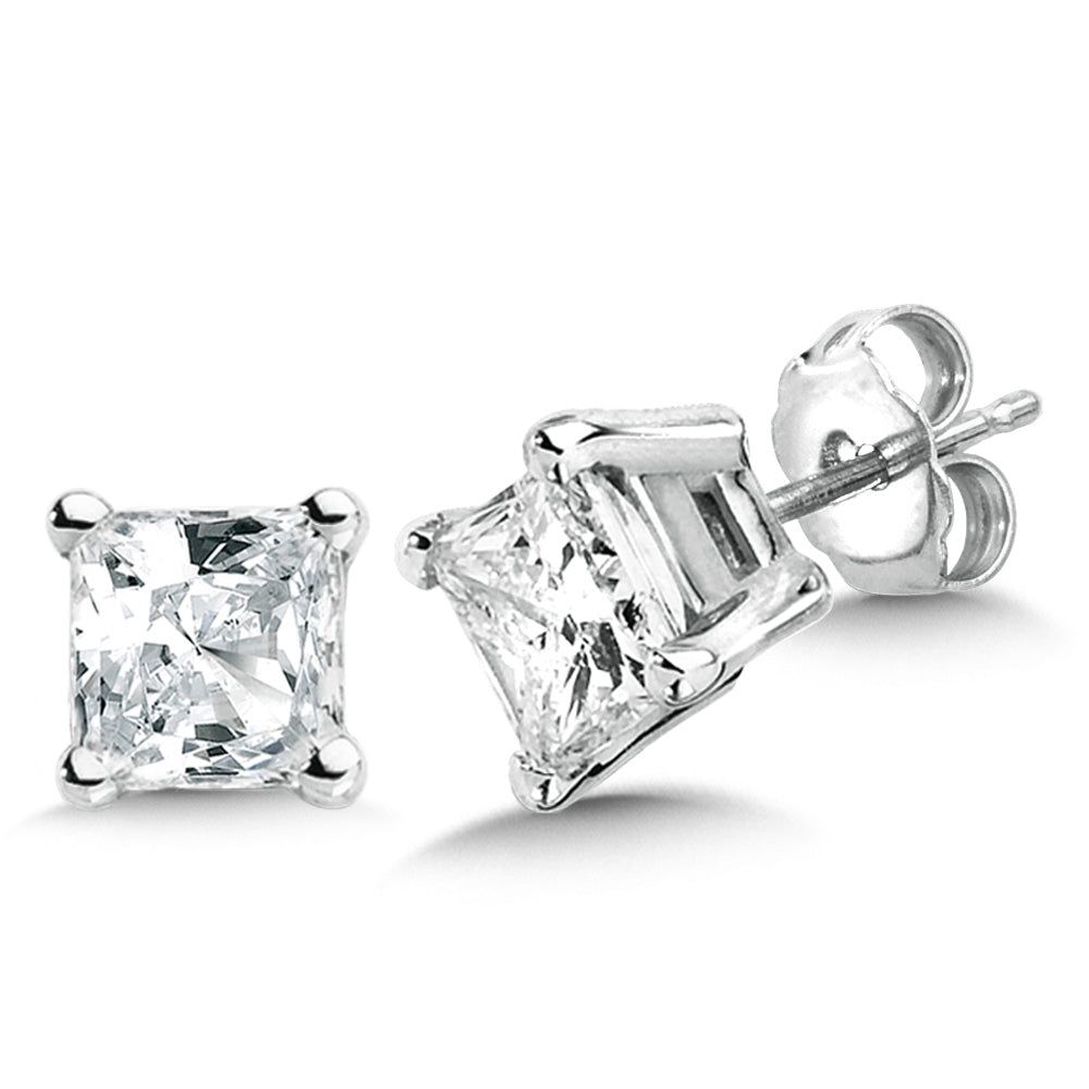 1.00ct Princess Cut Lab-Grown Diamond Stud Earrings in 14K White Gold