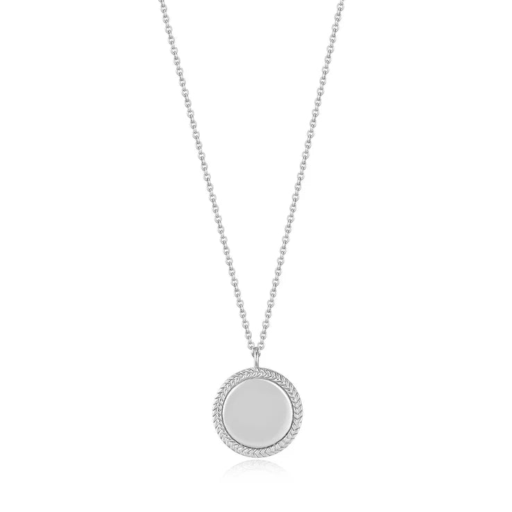 Silver Rope Disc Necklace