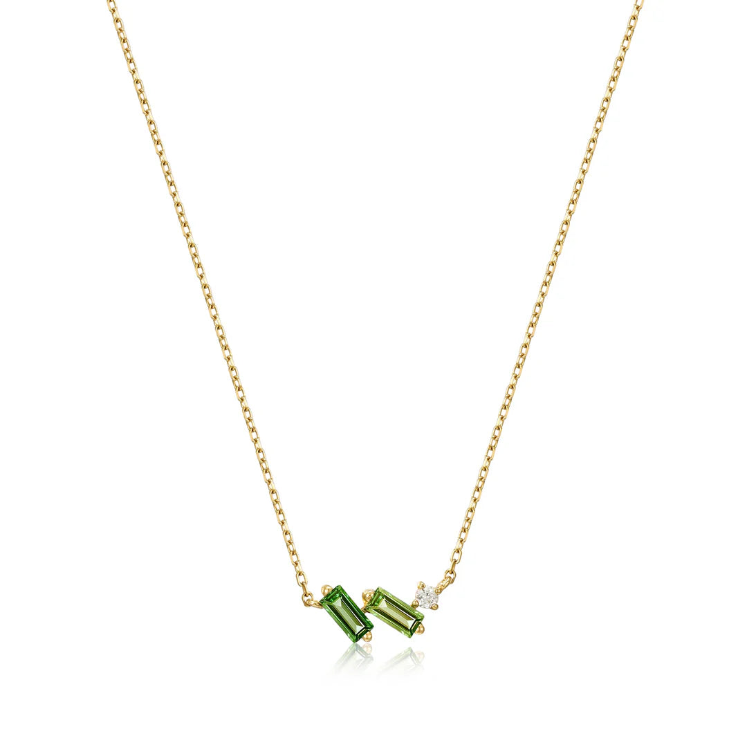 14KY Gold Tourmaline and White Sapphire Necklace