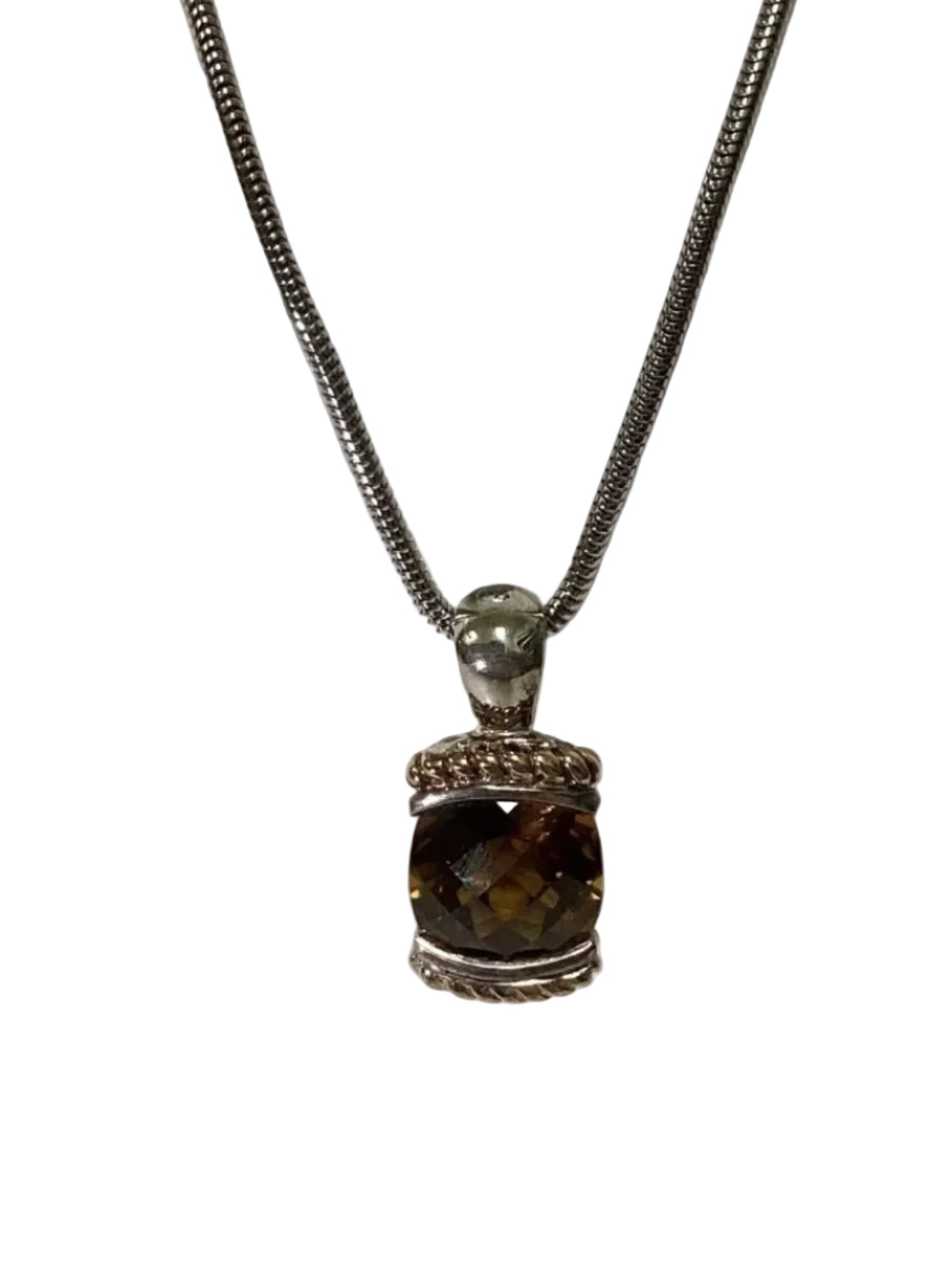 Honey Citrine Pendant Necklace in SS/18KY