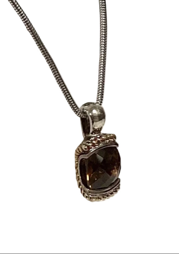 Honey Citrine Pendant Necklace in SS/18KY