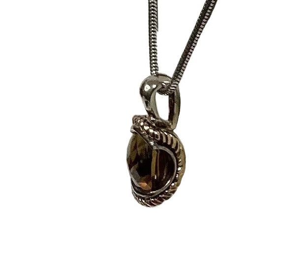 Honey Citrine Pendant Necklace in SS/18KY