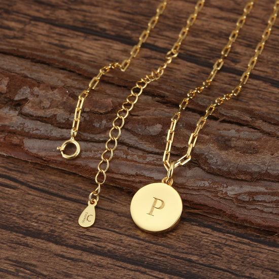 Saints Dainty Fancy P Initial Pendant Necklace