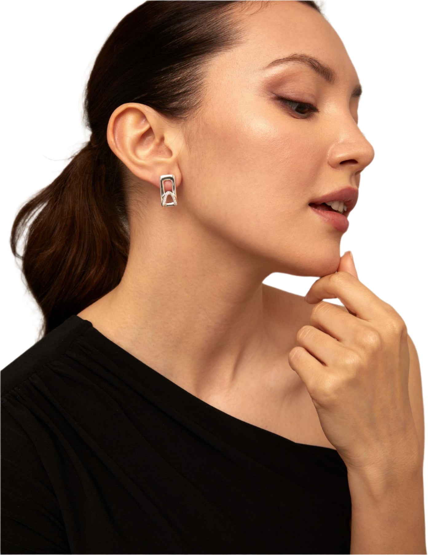 STAND OUT Earrings with White Topaz in Silver or Gold