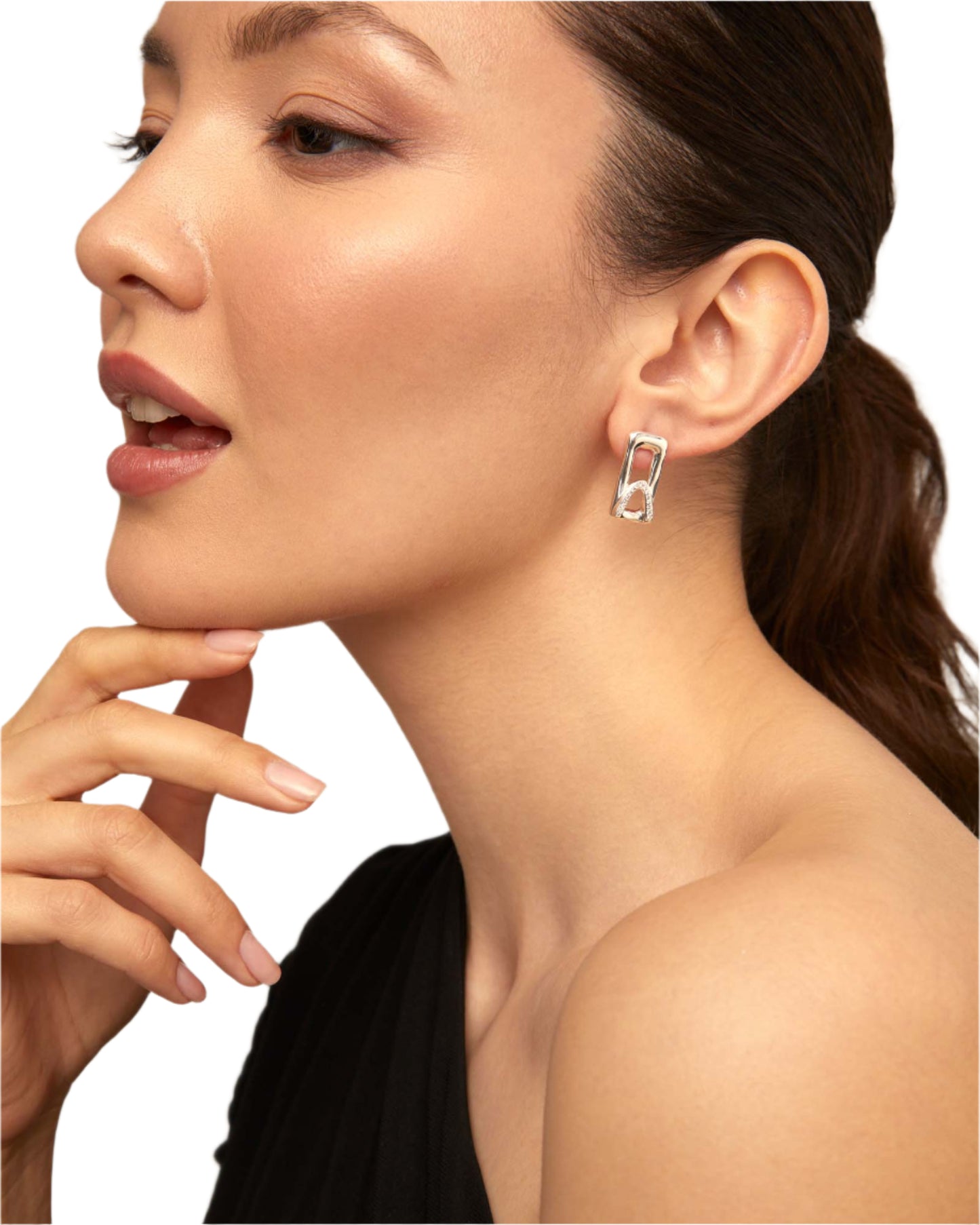 STAND OUT Earrings with White Topaz in Silver or Gold