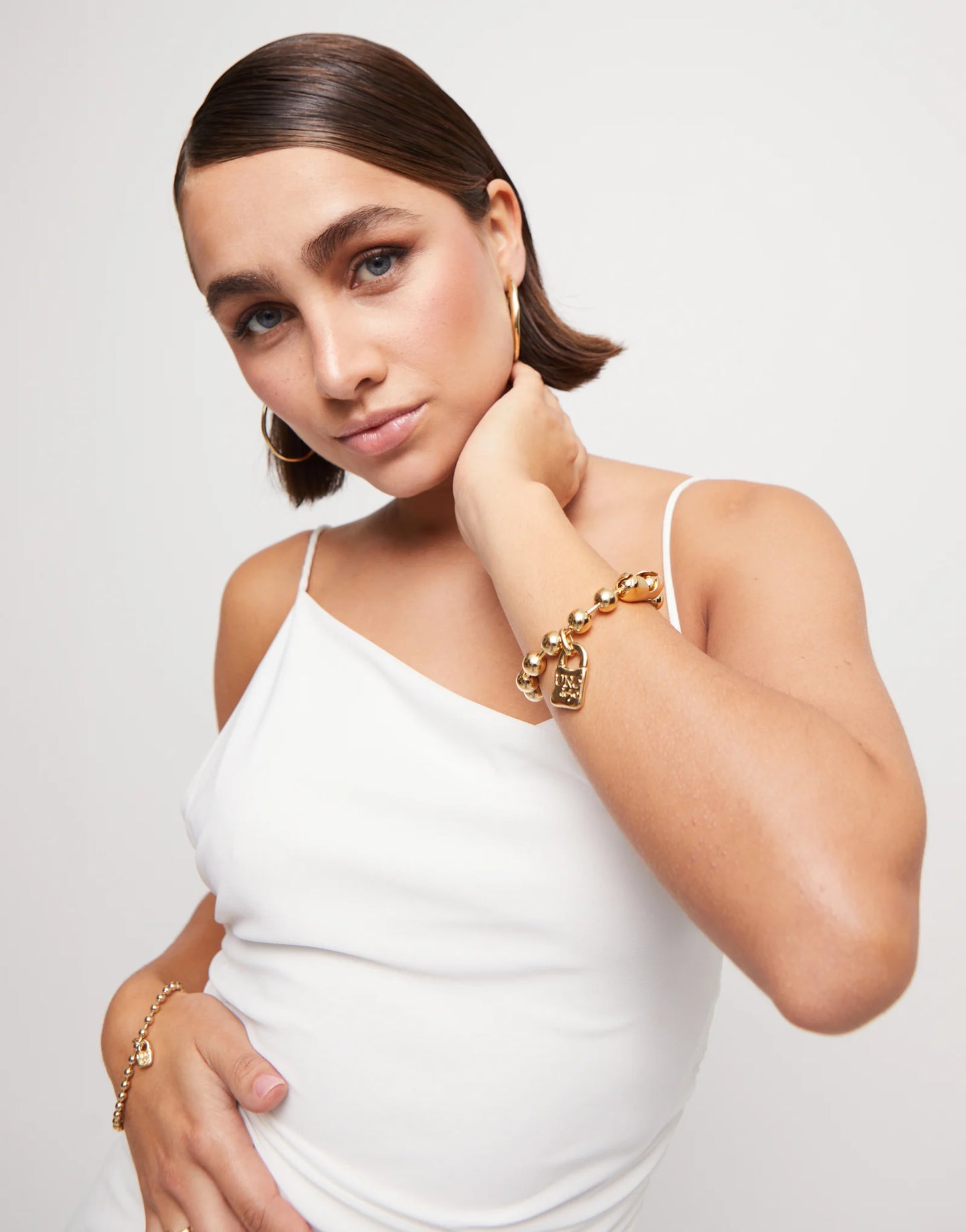 Snowflake Ball Beaded Bracelet w/ Padlock