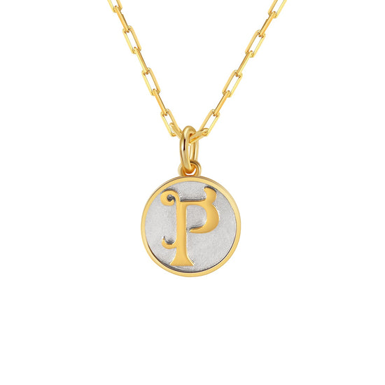 Saints Dainty Fancy P Initial Pendant Necklace