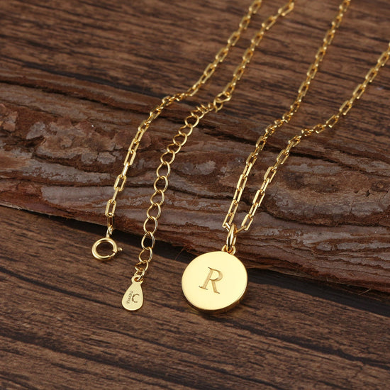 Saints Dainty Fancy R Initial Pendant Necklace