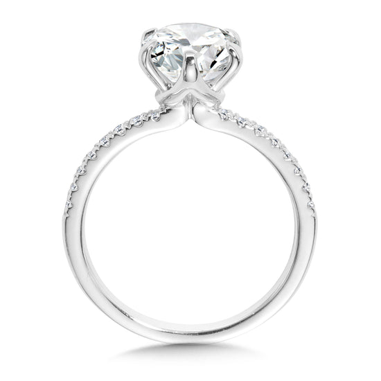 6-Prong 14KT White Gold Solitaire w/ Melee Accents