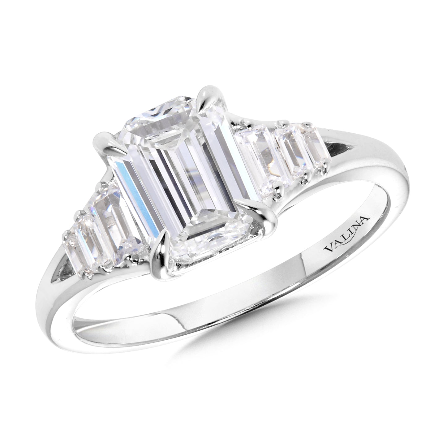 Emerald-Cut Diamond Split Shank Engagement Ring