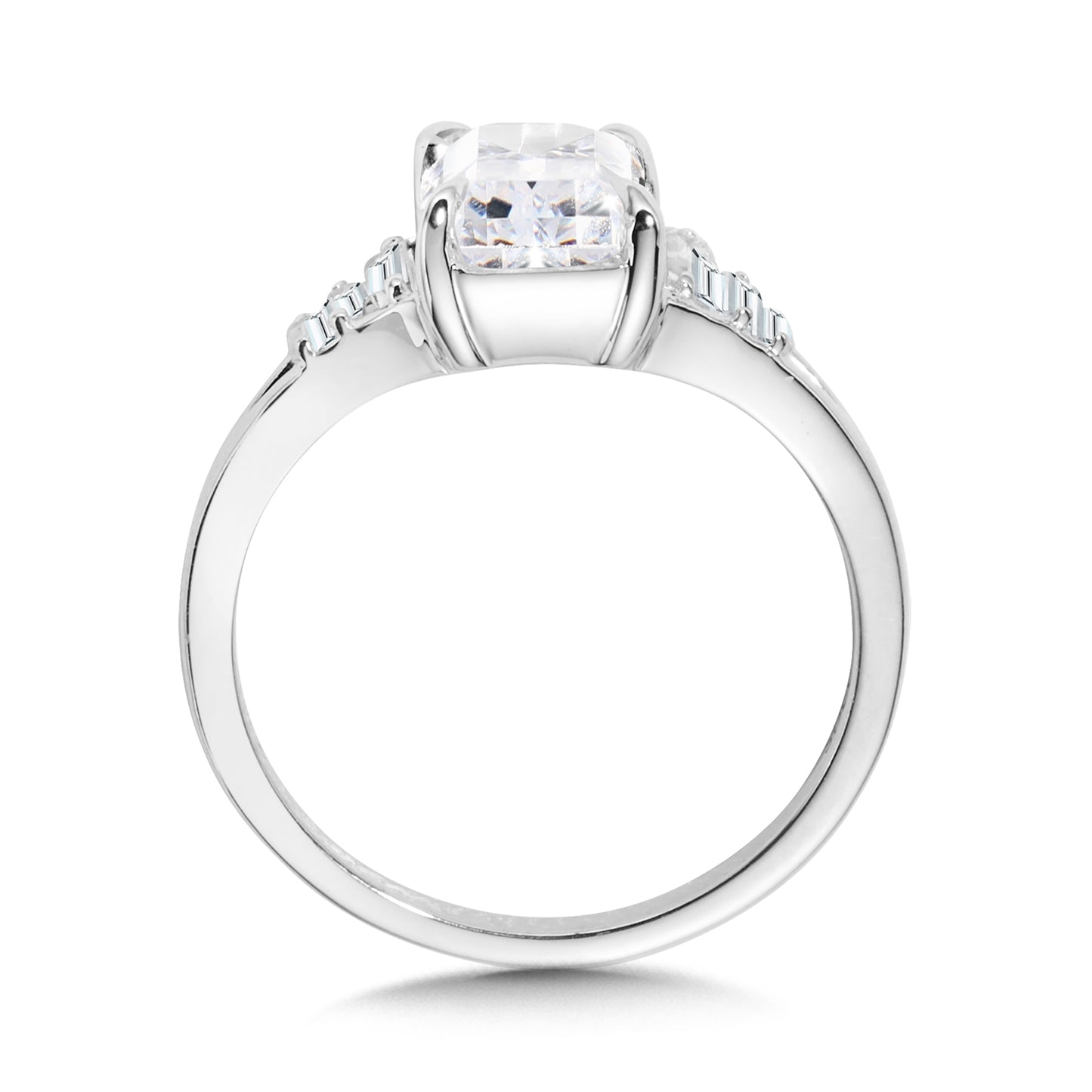 Emerald-Cut Diamond Split Shank Engagement Ring