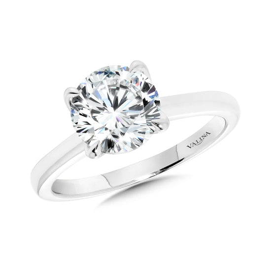 Classic 14kt White Gold Solitaire Setting w/ Embellished Prong Crown