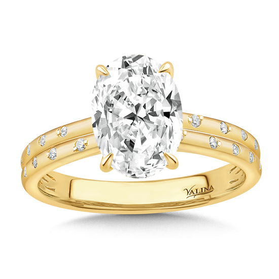 2ct Oval Center Stone w/ Side Accents in Stardust Collection Setting
