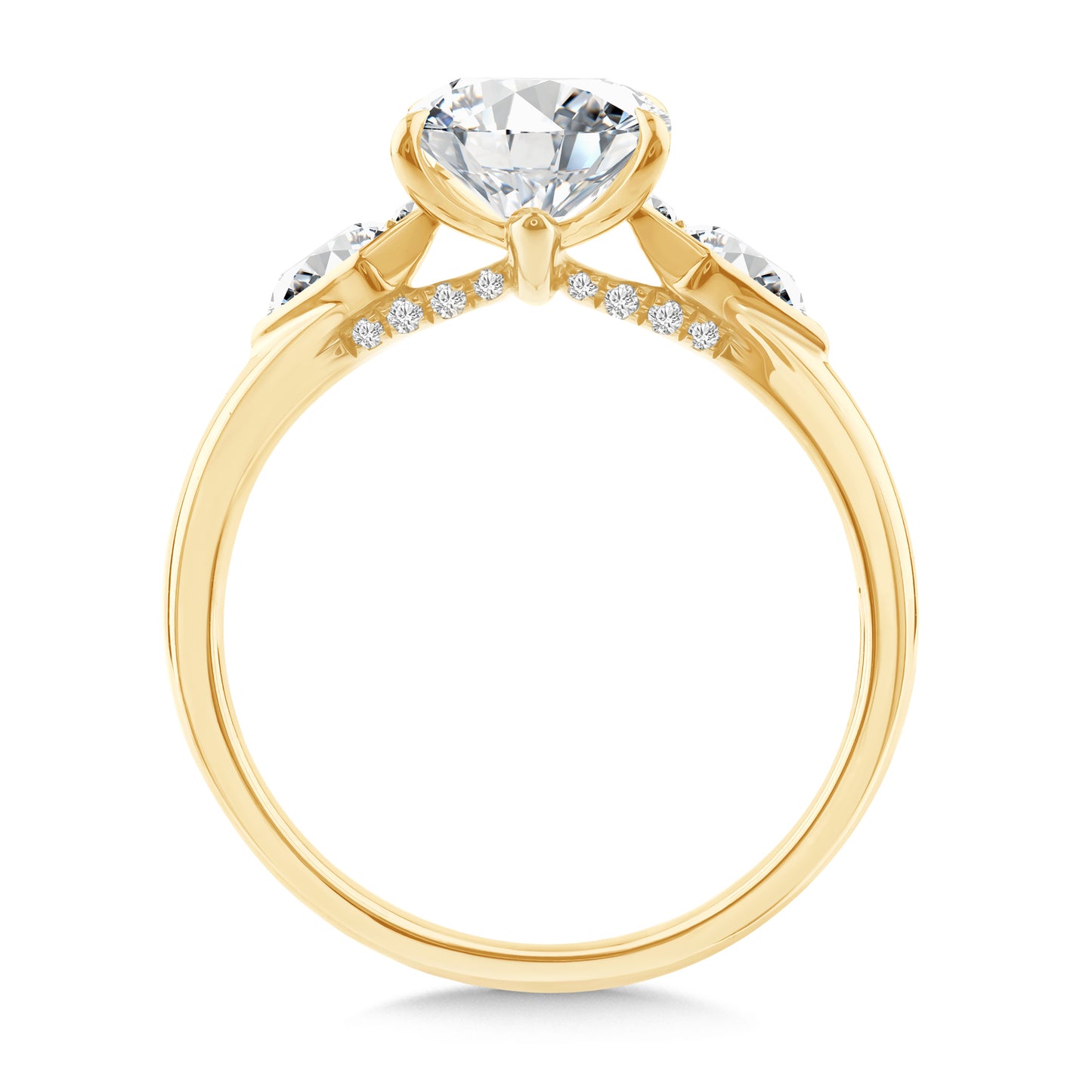 Emerald Solitaire Engagement Ring w/ Round Side Accents