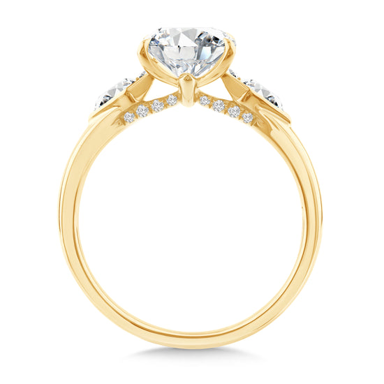 Emerald Solitaire Engagement Ring w/ Round Side Accents